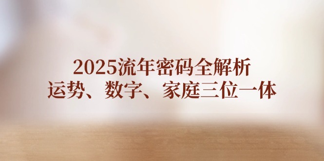 （14466期）2025流年密码全解析，运势、数字、家庭三位一体-狐蜂资源网