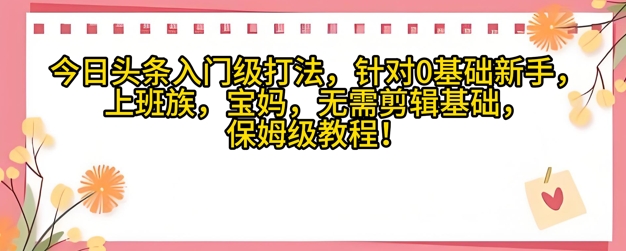 今日头条入门级打法，针对宝妈，上班族，0基础新手的保姆级课程-狐蜂资源网