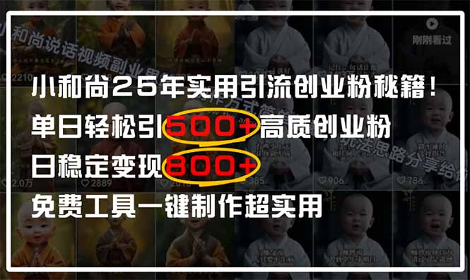 （14436期）小和尚2025年实用引流秘籍！单日轻松引500+高质量创业粉，日变现800+，…-狐蜂资源网