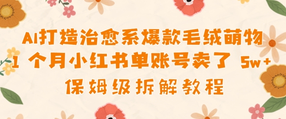 AI打造治愈系爆款毛绒萌物1个月卖了几w，保姆级项目拆解-狐蜂资源网