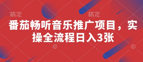 番茄畅听音乐推广项目，实操全流程日入3张-狐蜂资源网
