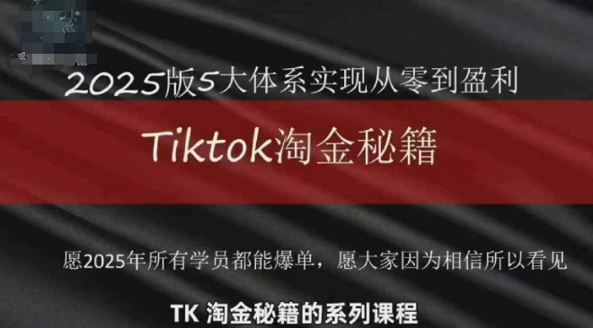 TikTok跨境2025淘金秘籍，​2025TikTok从0到盈利变现-狐蜂资源网