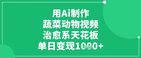 用Ai制作蔬菜动物视频，治愈系天花板，单日变现1k-狐蜂资源网