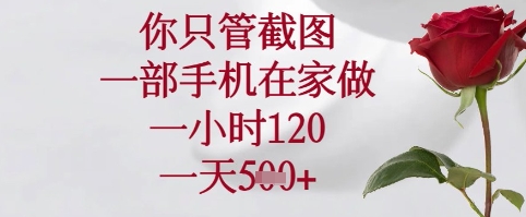 你只管截图，一部手机在家可以做，一小时120.一天5张+【揭秘】-狐蜂资源网