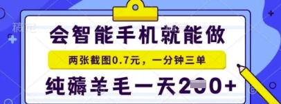 简单截图就能有收益，最适合小白做的副业，日入2张+轻轻松松-狐蜂资源网