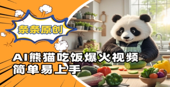 Ai熊猫吃饭爆火视频，条条原创，简单易上手-狐蜂资源网