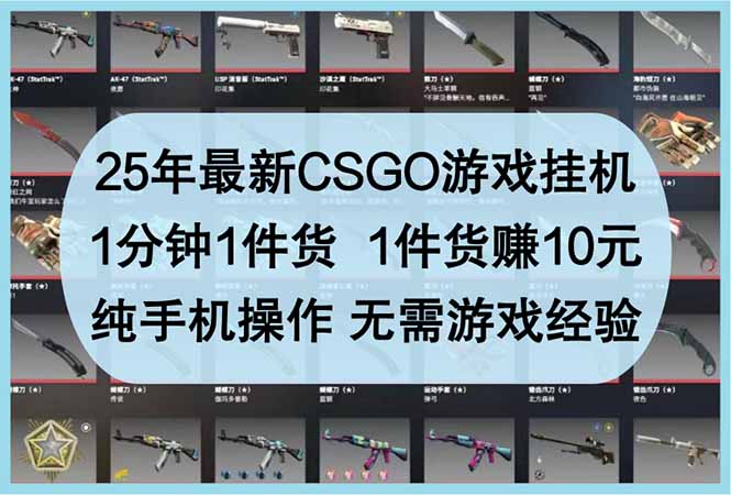 （14439期）25年最新CSGO游戏挂机，1分钟1件货，1件货赚10元 纯手机操作 无需游戏经验-狐蜂资源网